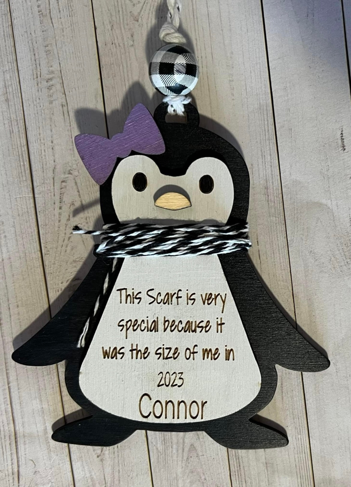 Penguin kid measurement ornament