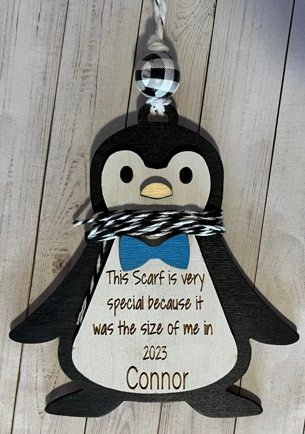 Penguin kid measurement ornament
