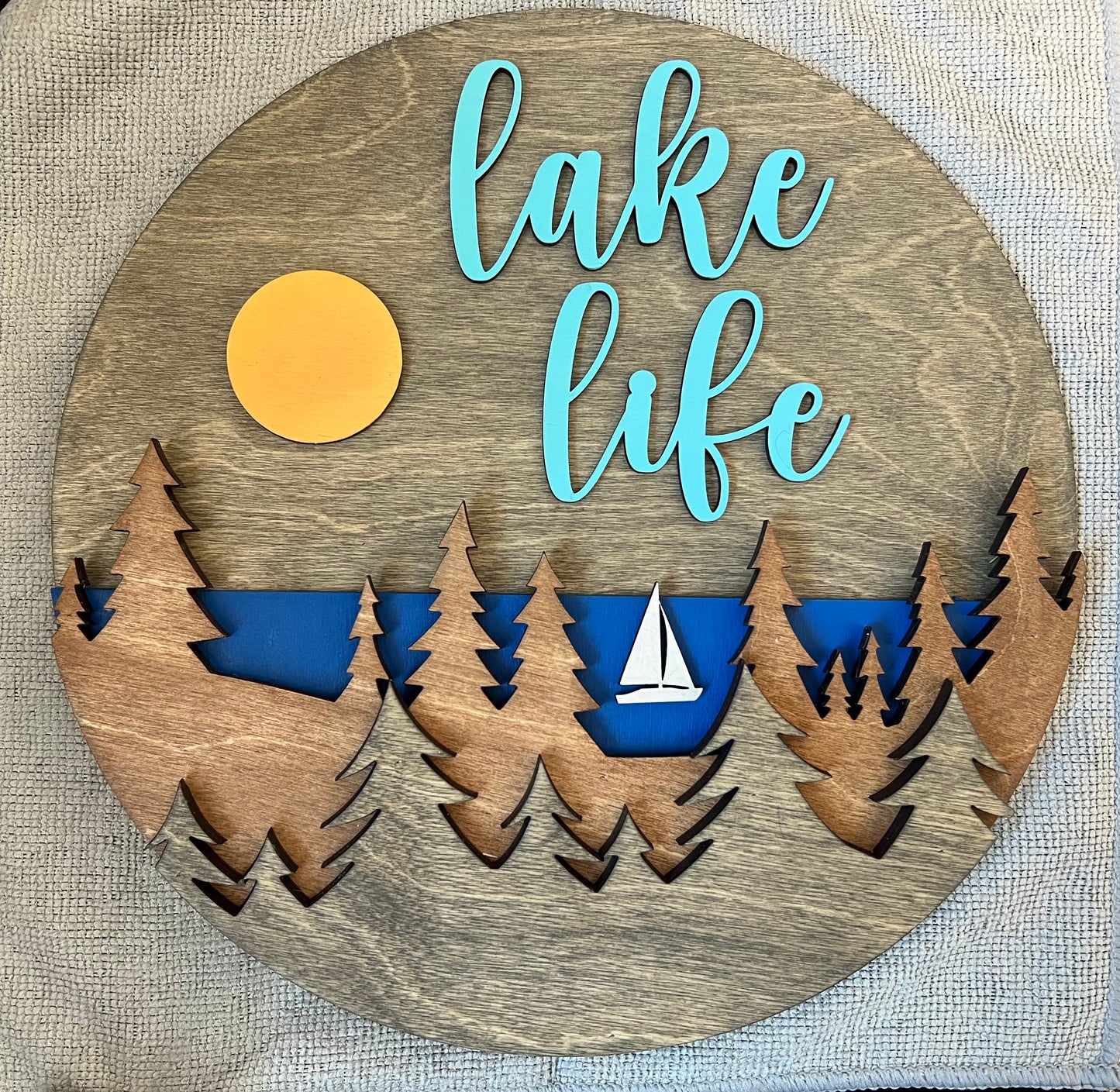 Lake Life 4 Layer Wood Sign