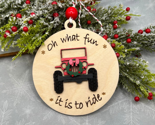 Oh what fun Jeep holiday ornament