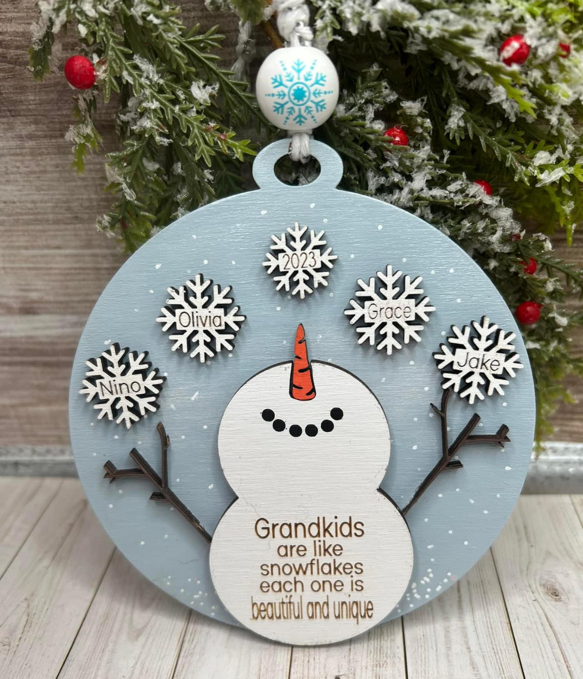 Grandparent Snowman holiday ornament