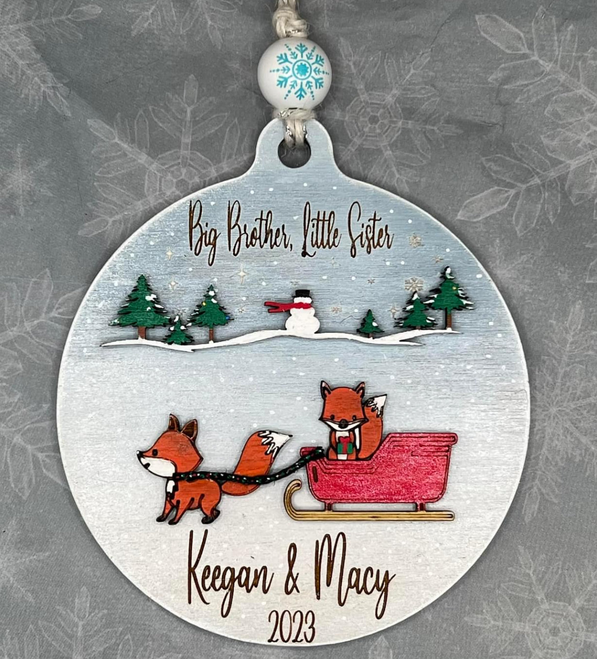 Big brother, little sister holiday ornament