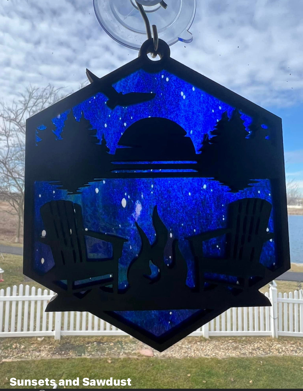 Mountain or lake chair view suncatcher