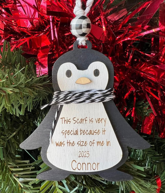 Penguin kid measurement ornament