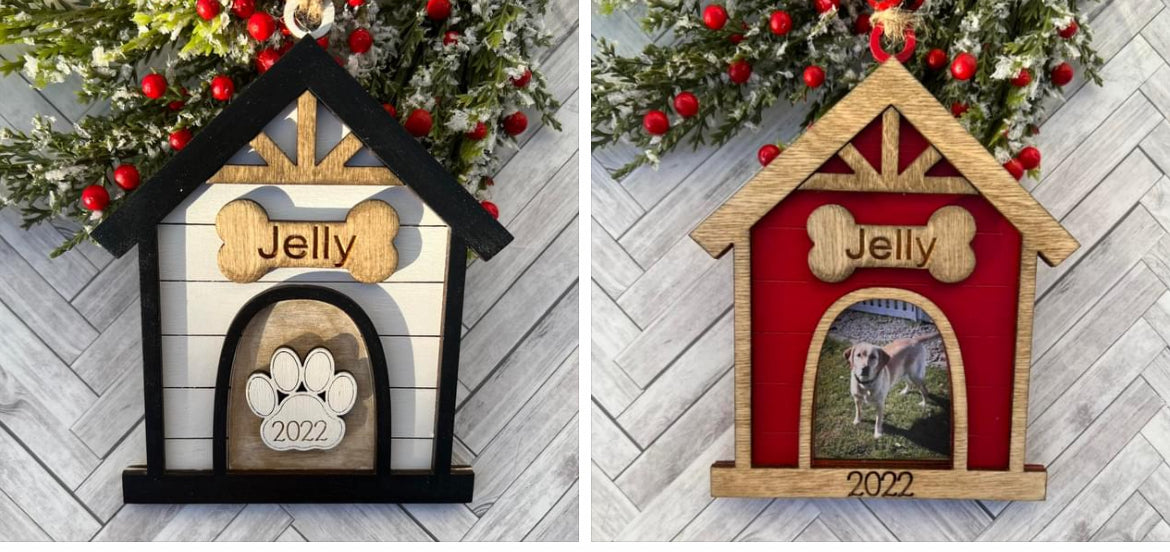 Dog house picture holiday ornament