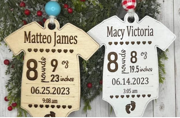 Baby stat onesie ornament