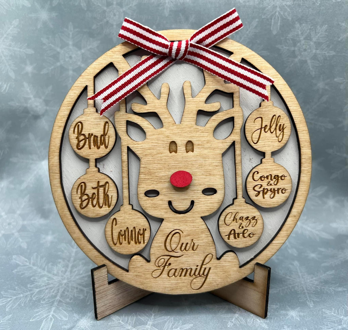 Reindeer family holiday ornament