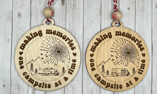 Camp more, worry less holiday ornament