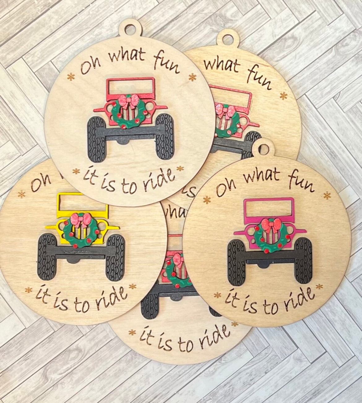 Oh what fun Jeep holiday ornament