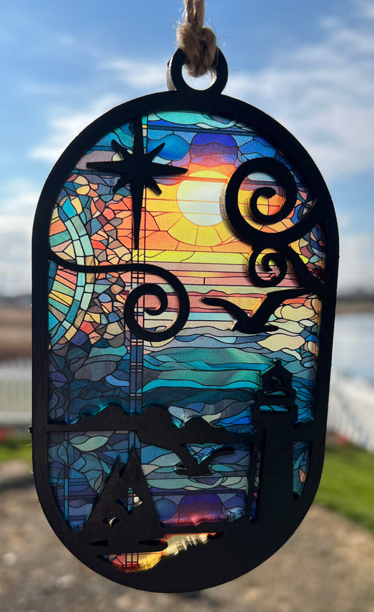 A day on the lake acrylic suncatcher