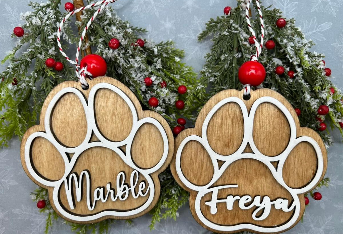 Personalized paws ornament