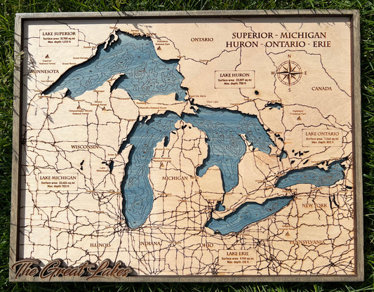 Great Lakes depth 2 layer map