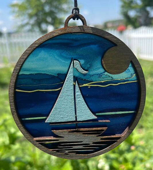 Sailboat acrylic suncatcher