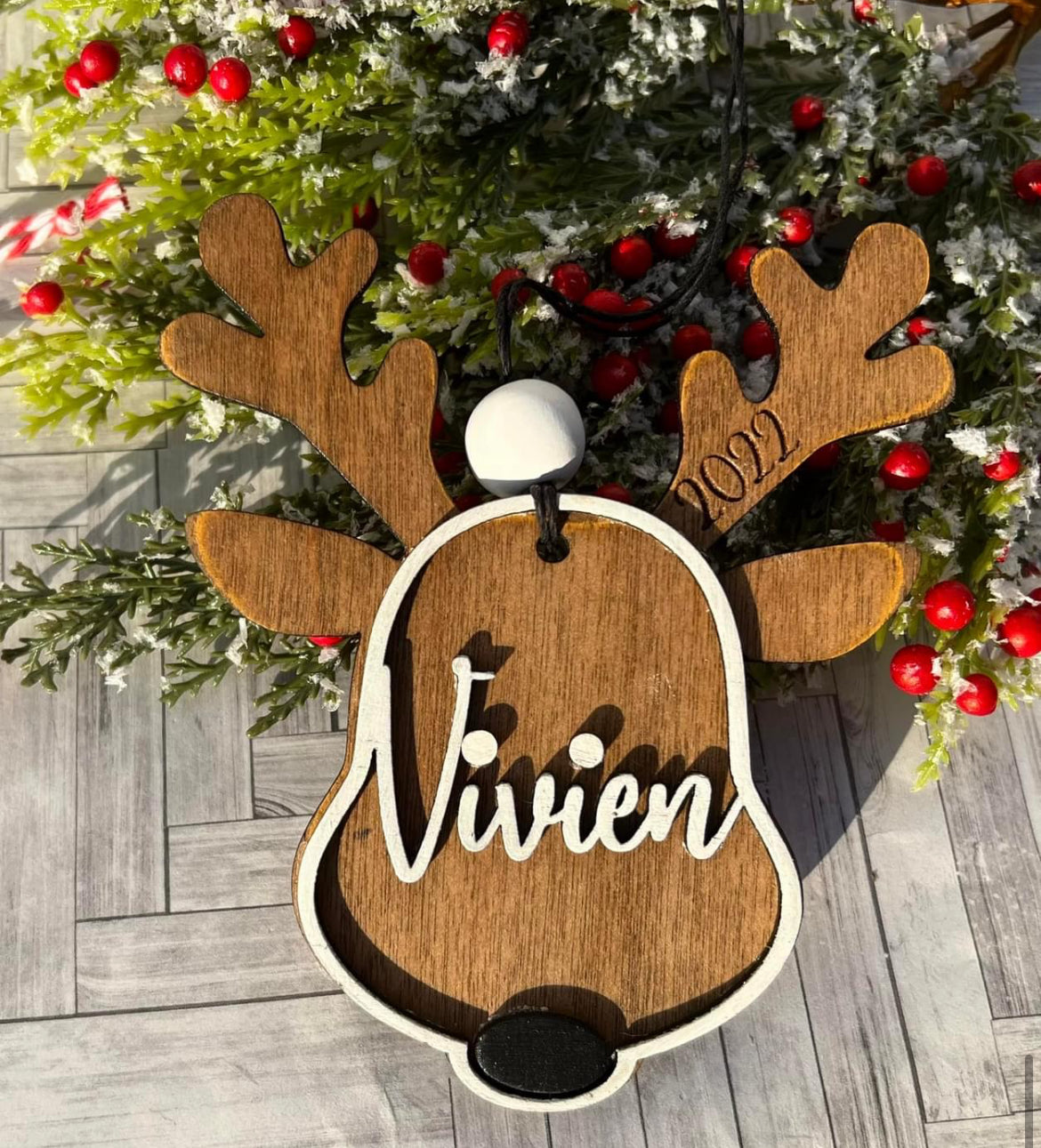 Personalized reindeer ornament