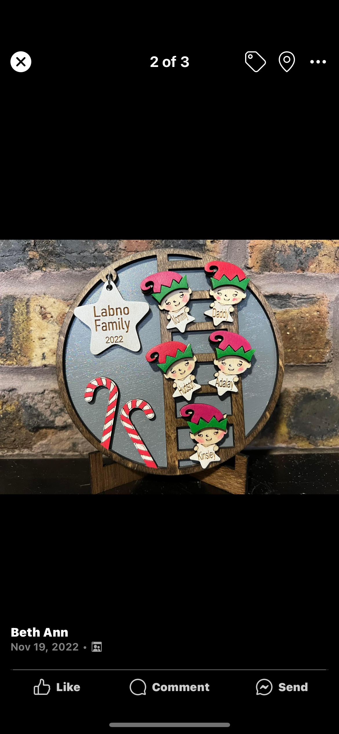 Elf family holiday ornament