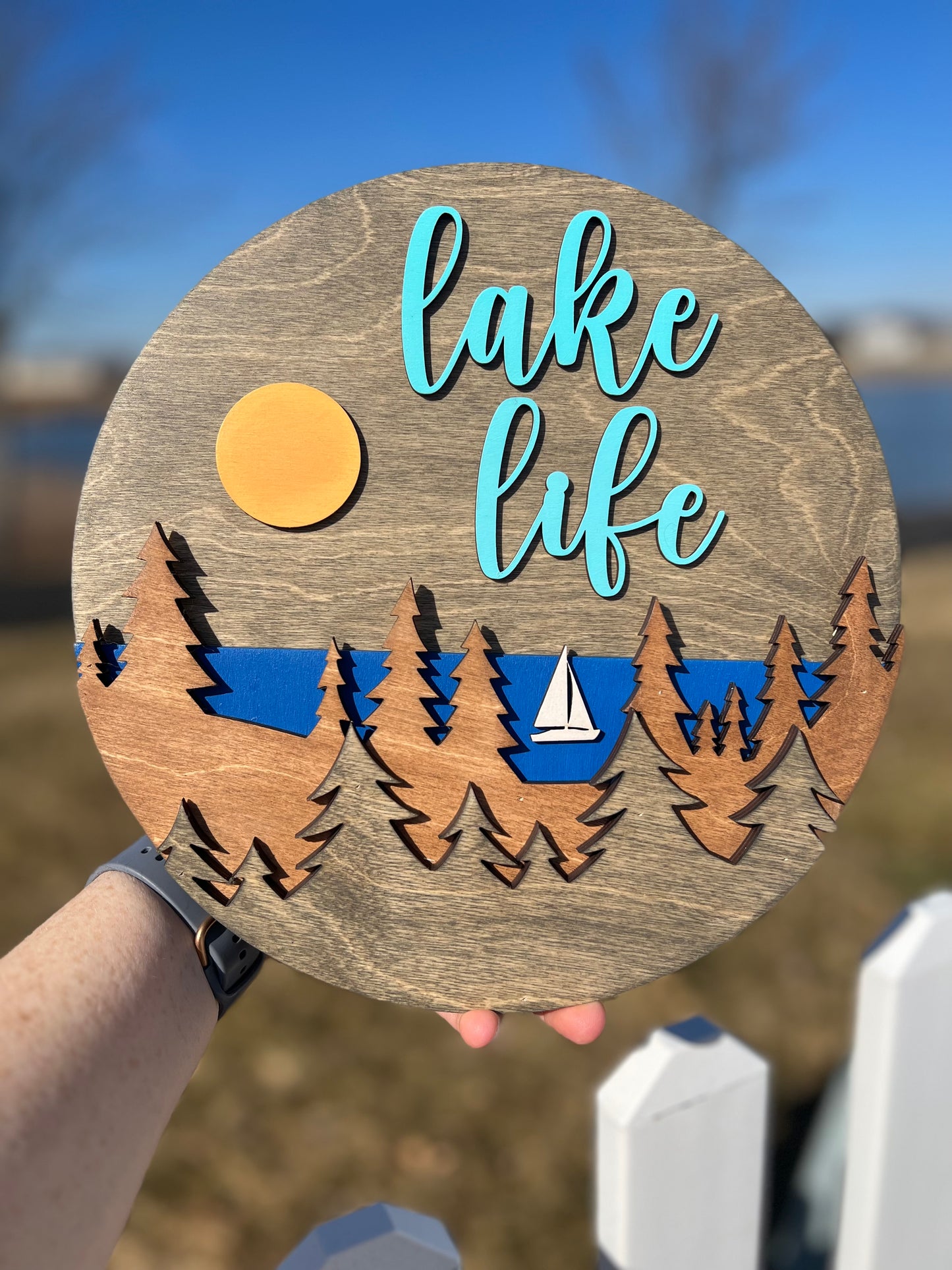 Lake Life 4 Layer Wood Sign