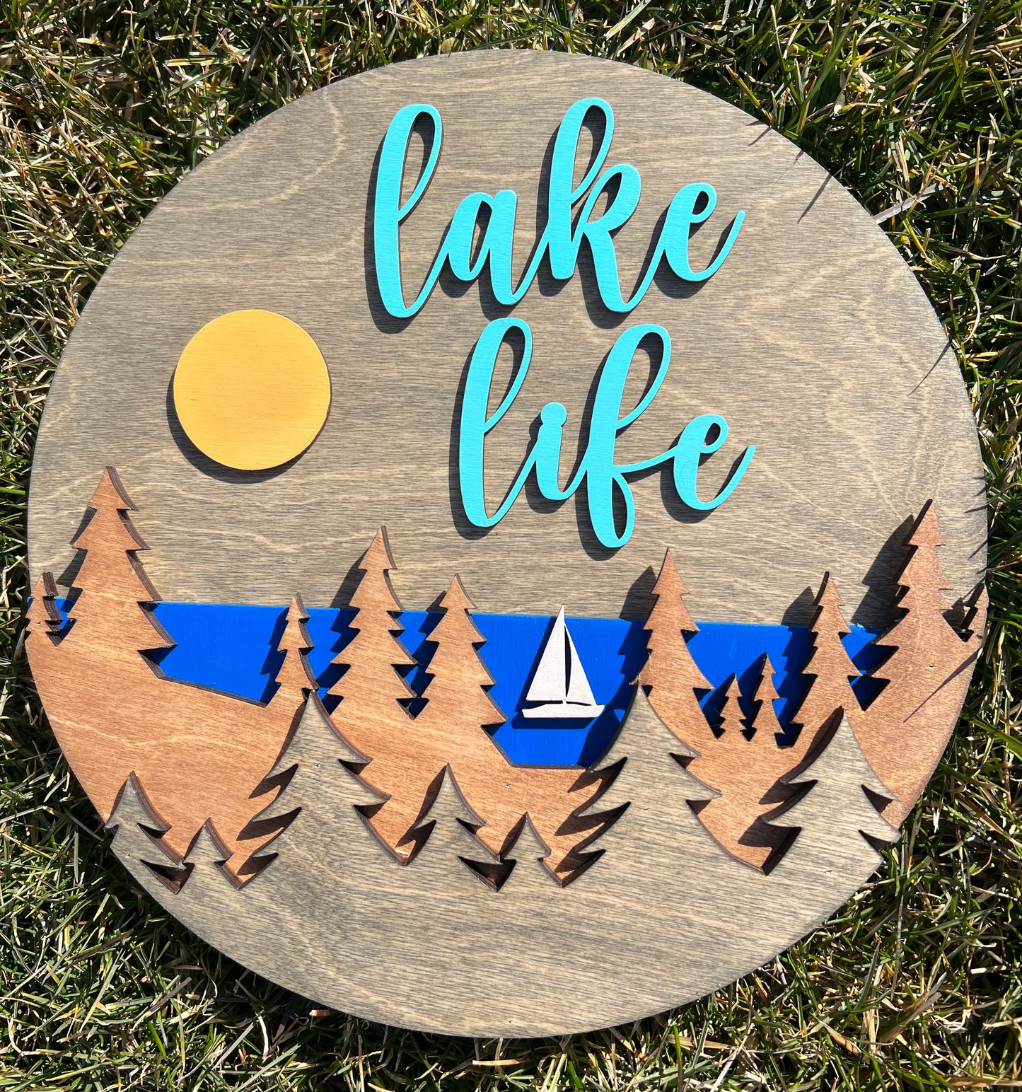 Lake Life 4 Layer Wood Sign